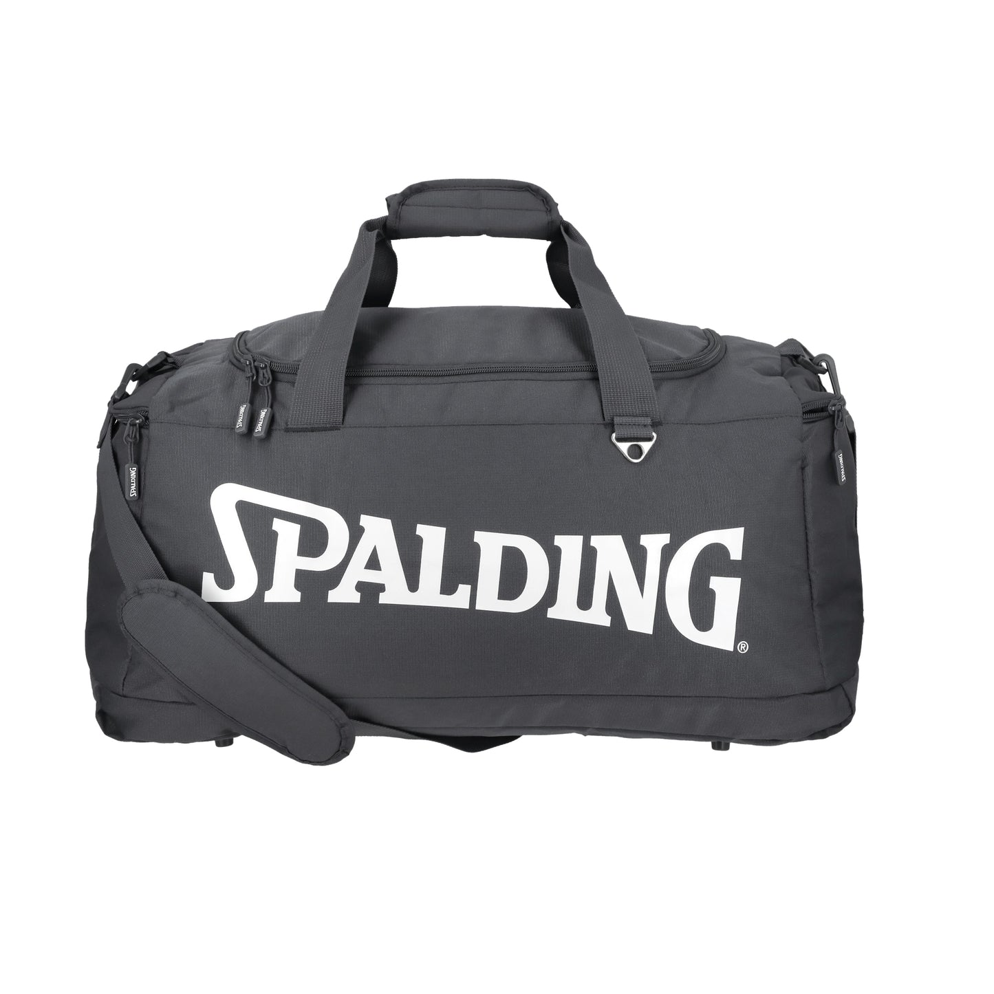 Bolso Deportivo Spalding Gray Grande Logo Blanco