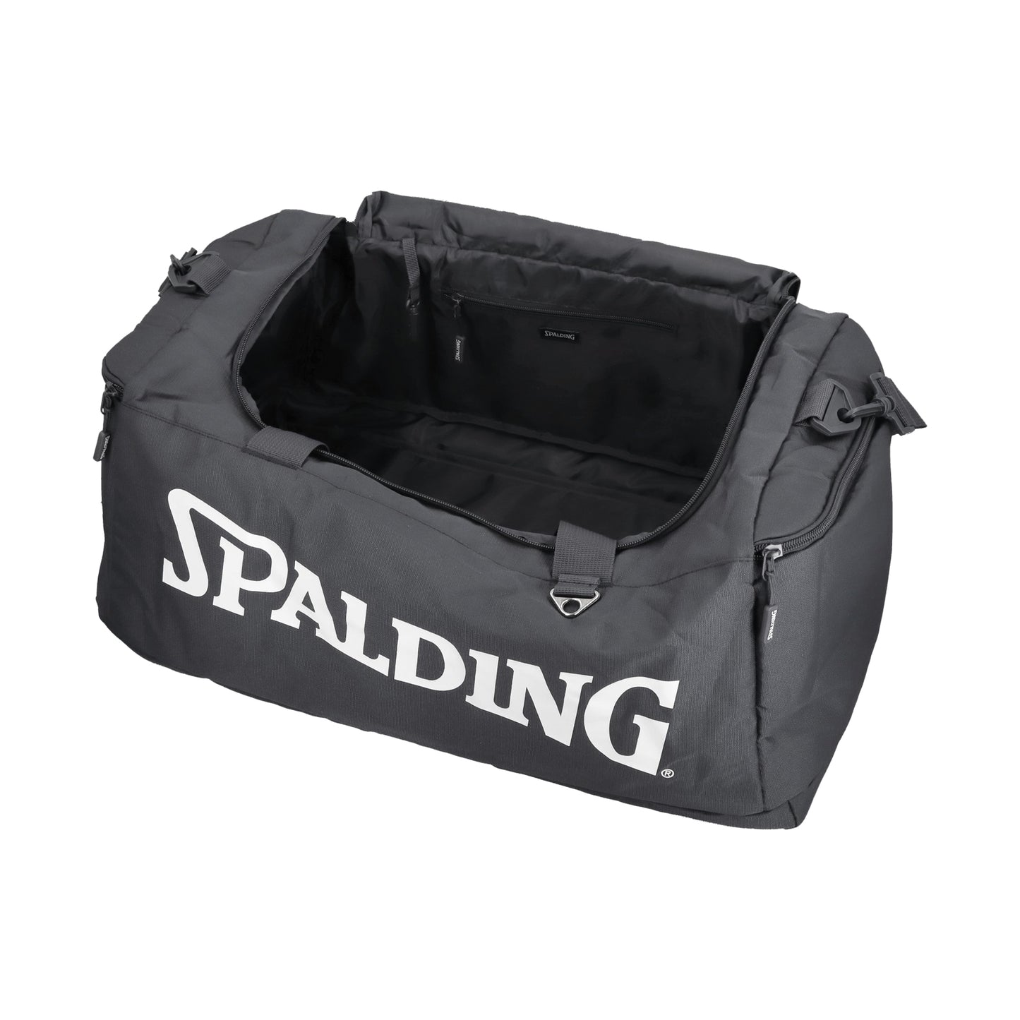 Bolso Deportivo Spalding Gray Grande Logo Blanco